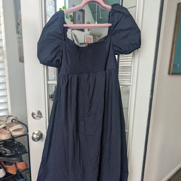 NWT Anthropologie Brand Glamorous Puff-Sleeve Square-Neck Midi Dress Sz 12P - Picture 3 of 6